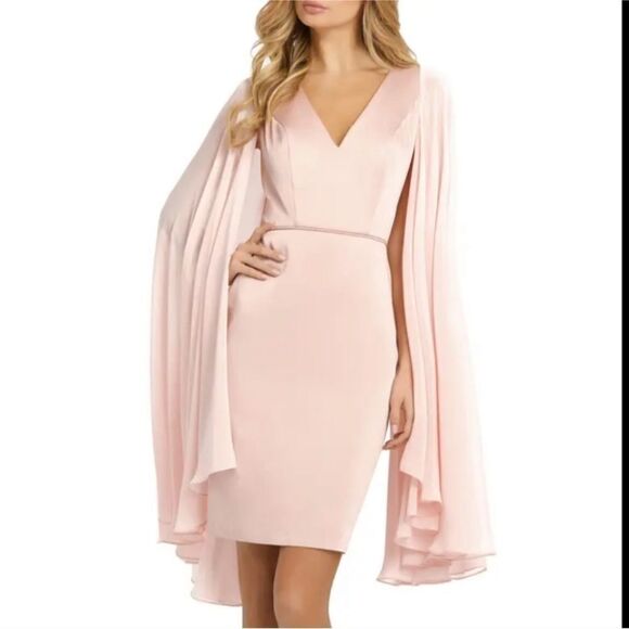 Ieena Mac Duggal CAPE SLEEVE V NECK FITTED DRESS NWT - Picture 2 of 7